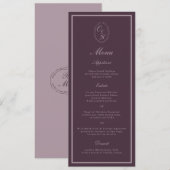 Mauve Plum Monogram Wedding Long Menu 招待状 (正面/裏面)