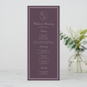 Mauve Plum Monogram Wedding Weekend Itinerary 招待状 (スタンド正面)