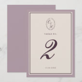 Mauve Plum Wedding Table Number 招待状 (正面/裏面)