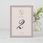 Mauve Plum Wedding Table Number 招待状 (スタンド正面)