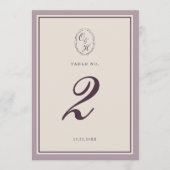 Mauve Plum Wedding Table Number 招待状 (正面)