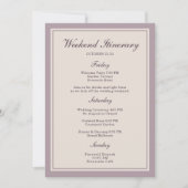 Mauve Plum Wedding Weekend Itinerary Card 招待状 (正面)