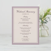 Mauve Plum Wedding Weekend Itinerary Card 招待状 (スタンド正面)