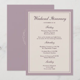 Mauve Plum Wedding Weekend Itinerary Card 招待状