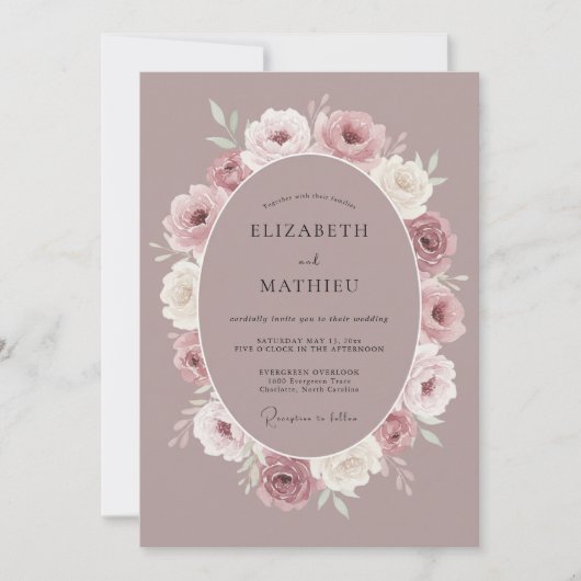 Mauve Polished Vintage Wedding 招待状 (正面)