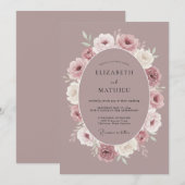 Mauve Polished Vintage Wedding 招待状 (正面/裏面)