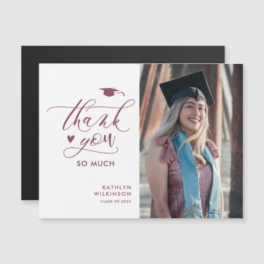 Mauve Purpleミニマル写真卒業ありがとう (正面/裏面)