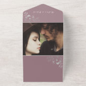 Mauve Purple結婚のQRコード オールインワン招待状 (外側)