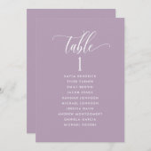 Mauve Purple、ゲスト名を付けたシーティングプランカード (正面/裏面)