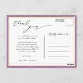 Mauve Purple モダン Minimalist結婚 S You ポストカード (裏面)