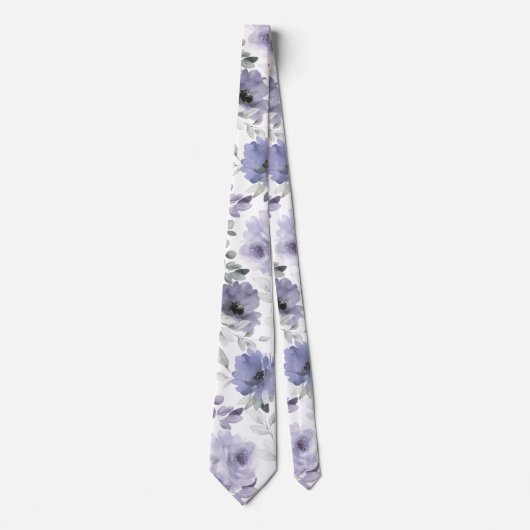 Mauve Purple Lavender Silver Eucalyptus Wedding ネクタイ (正面)