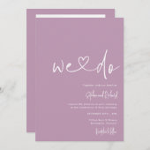 Mauve Purple Minimalistスクリプモダント結婚 招待状 (正面/裏面)