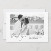 Mauve Purple Script Photo結婚'sサンキューカード サンキューカード (正面)