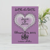  Mauve Purple Wedding Save the Date Card 招待状 (スタンド正面)