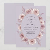 Mauve Romantic Blossom Wedding 招待状 (正面/裏面)