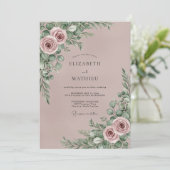 Mauve Romantic Botanical Wedding 招待状 (スタンド正面)