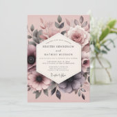 Mauve Romantic Flora Wedding 招待状 (スタンド正面)