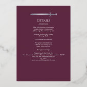 Mauve Royal Medieval Silver Sword Wedding Details 箔招待状 (裏面)