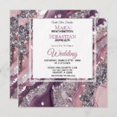 *~* MAUVE RSVP QRシルバーAGATE AR66 結婚's 招待状 (正面/裏面)