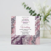 *~* MAUVE RSVP QRシルバーAGATE AR66 結婚's 招待状 (スタンド正面)