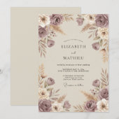 Mauve Rustic Autumnal Wedding 招待状 (正面/裏面)