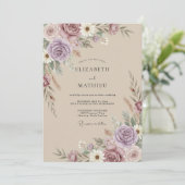 Mauve Rustic Pampas Wedding 招待状 (スタンド正面)