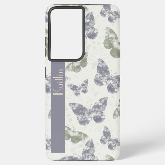 Mauve & Sageの水彩蝶 Samsung Galaxyケース (裏面)