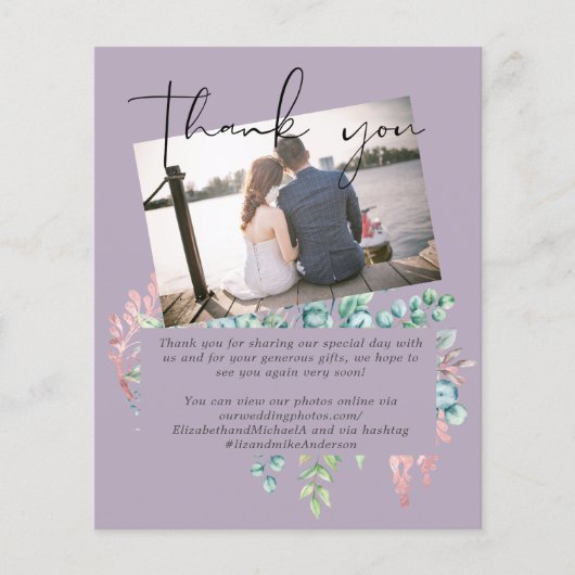 Mauve Sageの葉写真の結婚THANK YOU (正面)