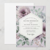 Mauve Sage Ethereal Wedding 招待状 (正面/裏面)