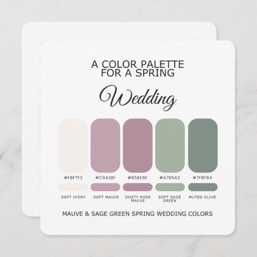 Mauve Sage Green Spring Wedding Palette 2026 Card 招待状 (正面/裏面)
