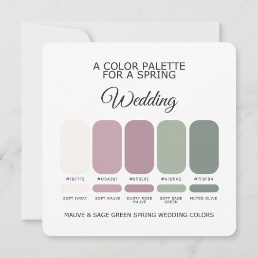 Mauve Sage Green Spring Wedding Palette 2026 Card 招待状 (裏面)