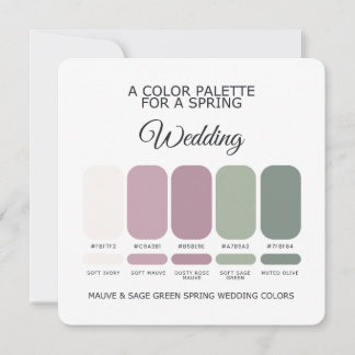 Mauve Sage Green Spring Wedding Palette 2026 Card 招待状