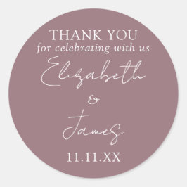 Mauve Scriptエレガント結婚の感謝 ラウンドシール