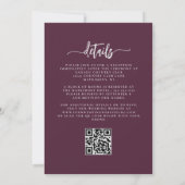 Mauve Silver Floral QR Code Wedding 招待状 (裏面)