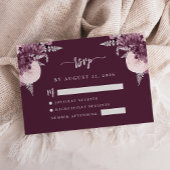 Mauve Silver Floral Script Wedding RSVP エンクロージャーカード
