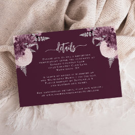 Mauve Silver Floral Wedding Details エンクロージャーカード