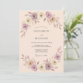 Mauve Soft Blossom Romance Wedding 招待状 (スタンド正面)