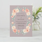 Mauve Soft Rose Watercolor Wedding 招待状 (スタンド正面)