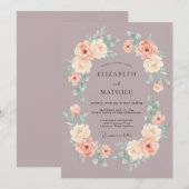 Mauve Soft Rose Watercolor Wedding 招待状 (正面/裏面)