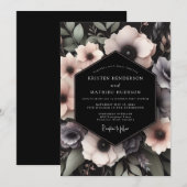 Mauve Somber Bloom Wedding 招待状 (正面/裏面)