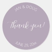 Mauve Stylized結婚's Thank You ラウンドシール (正面)