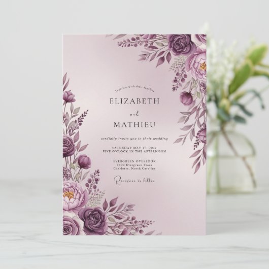 Mauve Sublime Romantic Wedding 招待状 (スタンド正面)
