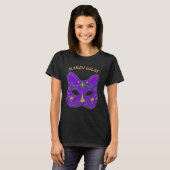 Mauve Venetian Cat Mask Mardi Gras T-Shirt Tシャツ (正面フル)