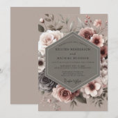 Mauve Vintage Bloom Wedding 招待状 (正面/裏面)