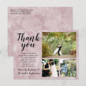 Mauve Water Color'結婚s Thank Youカスタム 3 Photo ポストカード (正面/裏面)