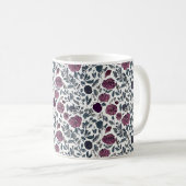 Mauve water color floral pattern monogram コーヒーマグカップ (正面右)