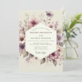 Mauve Watercolor Bloom Wedding 招待状 (スタンド正面)