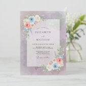 Mauve Whimsical Floral Wedding 招待状 (スタンド正面)