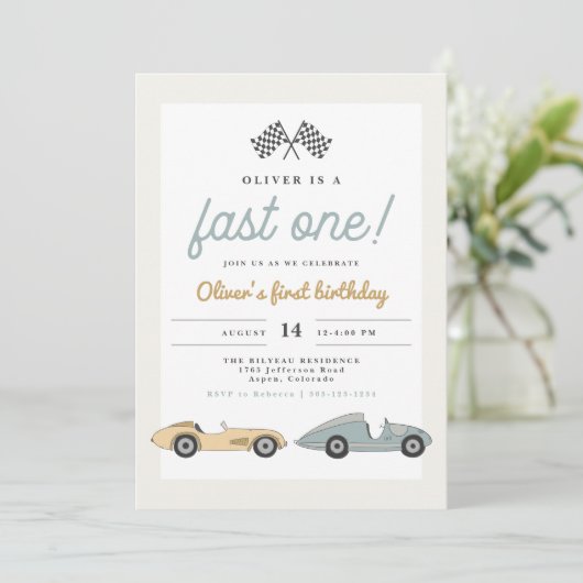 MAVERICKパステルレースカーファーストワンバースデー 招待状 (スタンド正面)