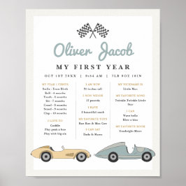 MAVERICKレトロパステルレースカー1年マイルストーン ポスター